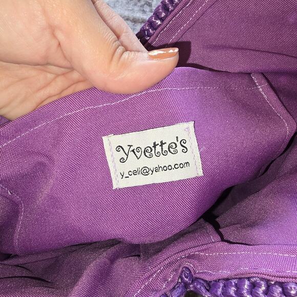 Yvette's Bag Womens Purple Crochet Handbag Top Handle Boho Lined Magnetic Snap - Picture 5 of 9